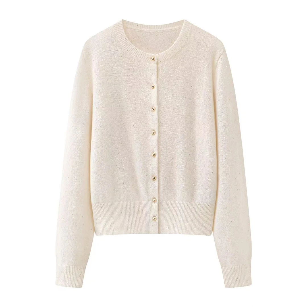 MM同款针织开衫款圆领常规厚款毛针织衫长袖上衣春季0641