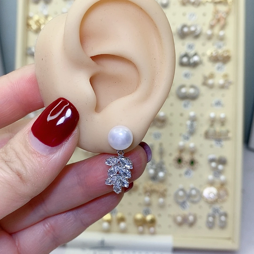 淡水珍珠耳饰银S925镶嵌