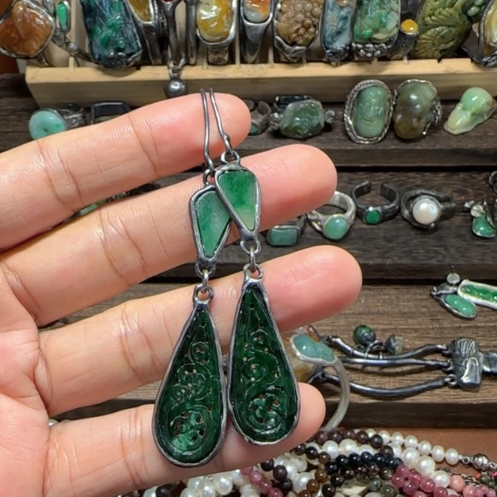 无足银足银耳坠复古款