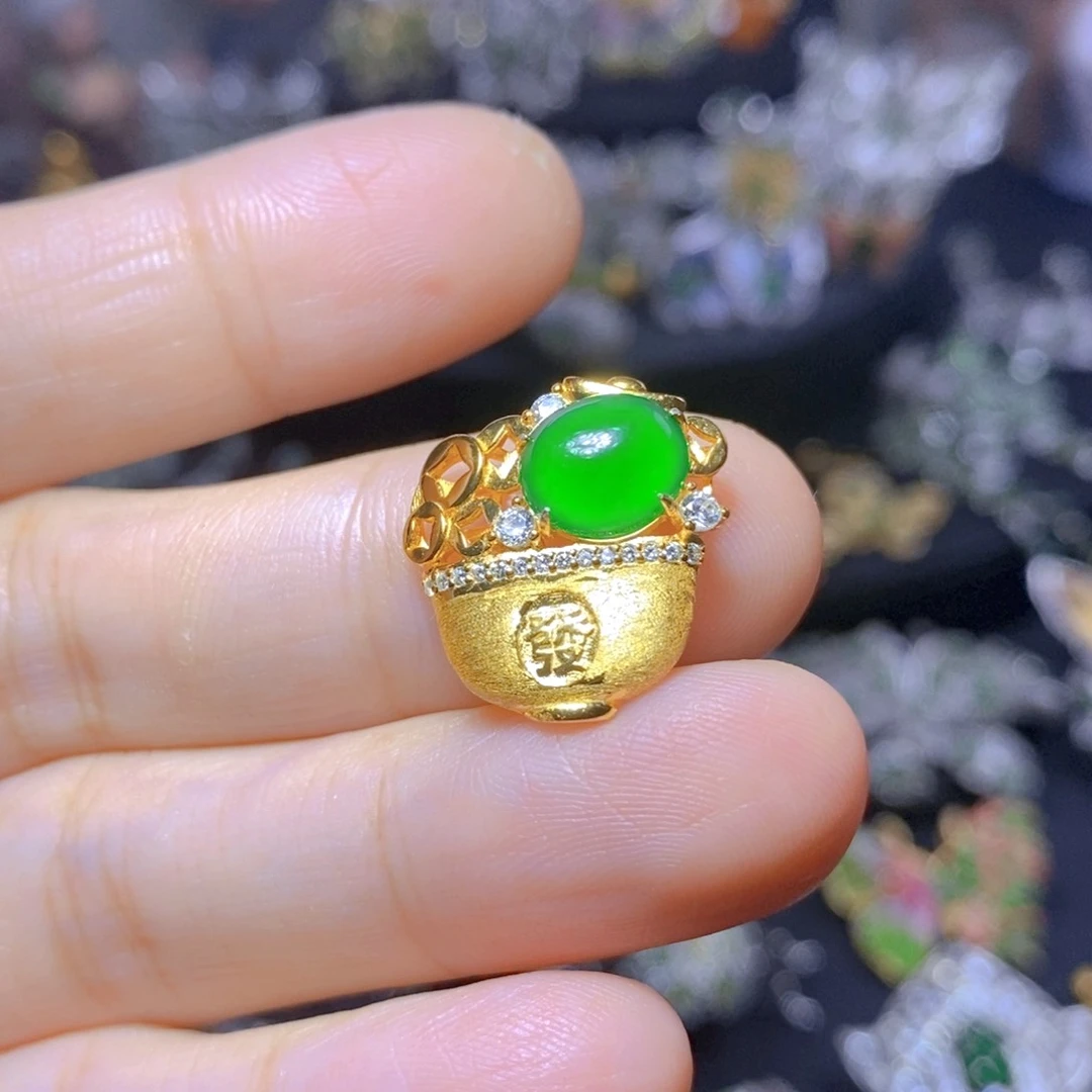 翡翠银S925镶嵌吊坠(不含链)天然翡翠