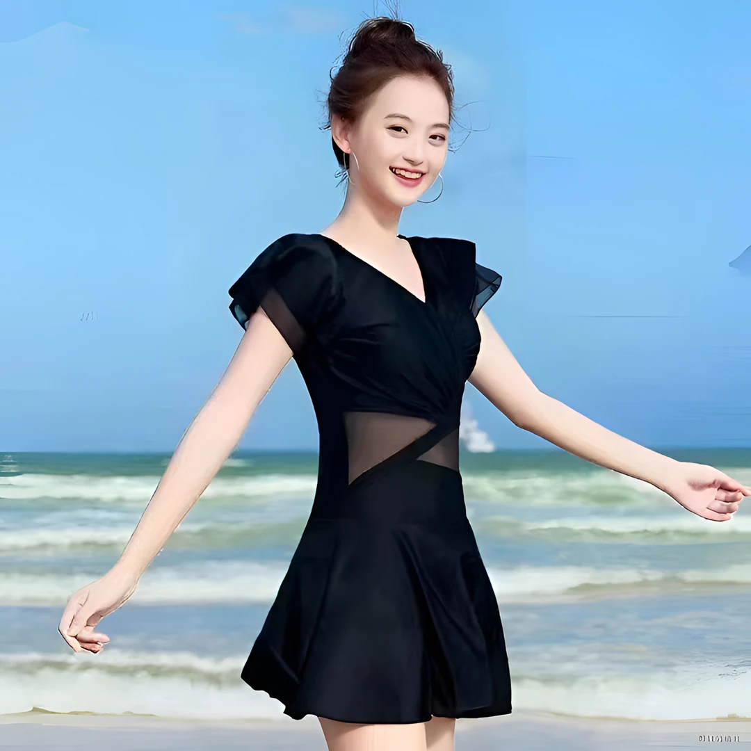 蕾丝连体泳衣2025夏季ins新款气质时尚性感修身遮肚显瘦连体裙