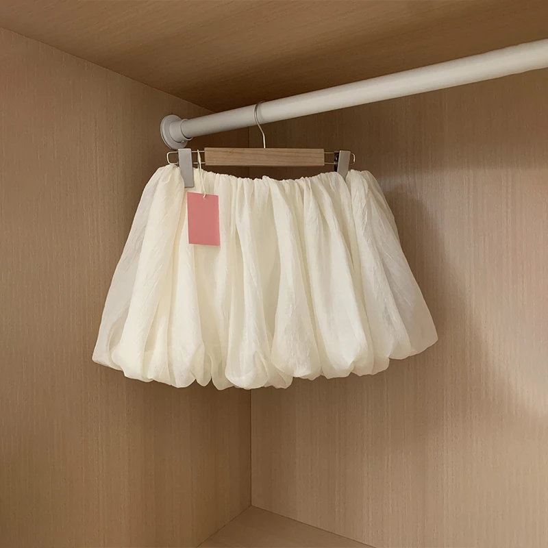 2025新款时尚穿搭白色半身裙子女高腰显瘦洋气百搭花苞蓬蓬短裙