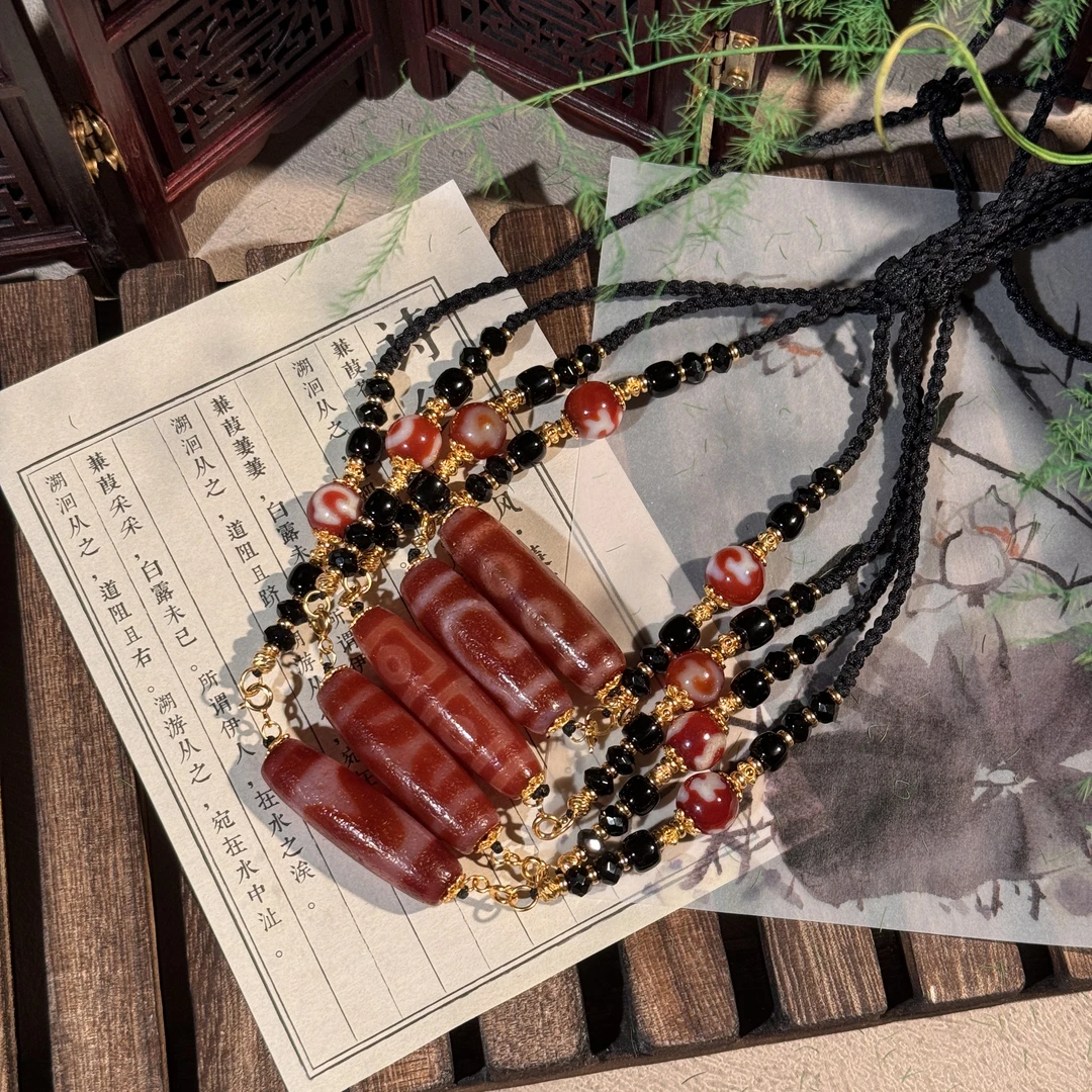 【迦乘】美H红肉两戴款多图腾牛血红玛瑙项链（多样性发一条）