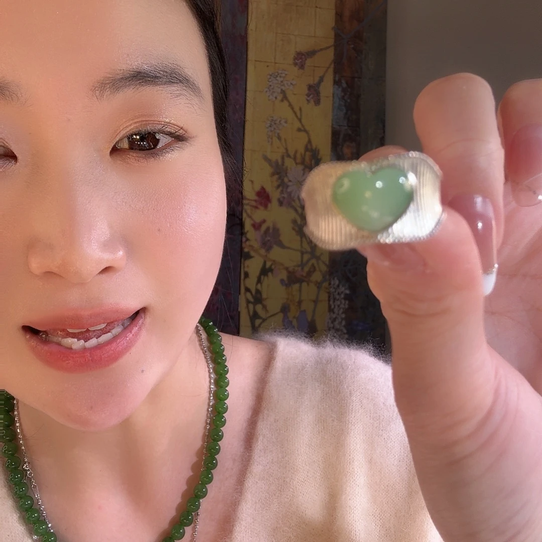 和田玉银S925镶嵌戒指