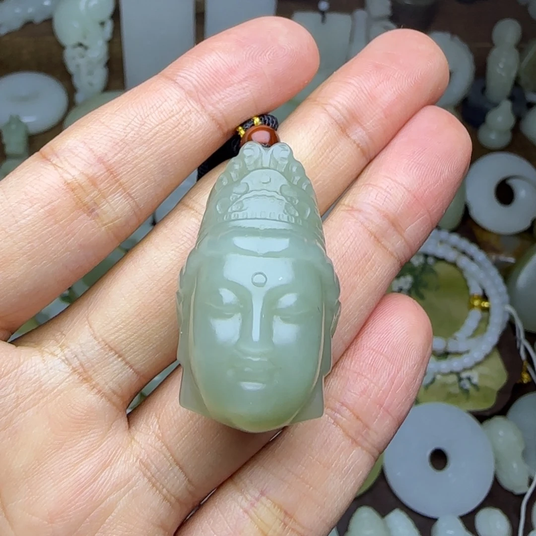 和田玉未镶嵌挂件观音头