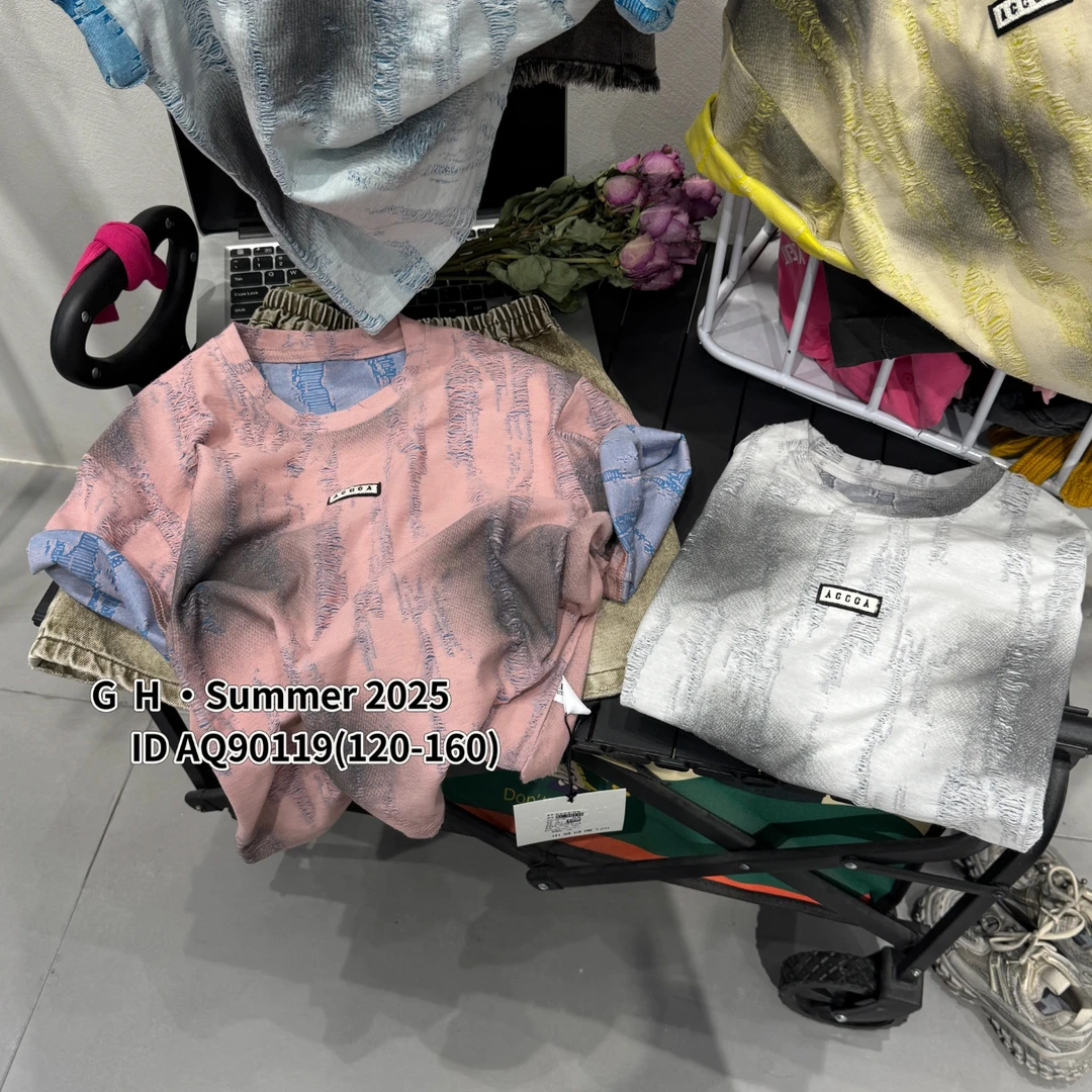 505534 粉色 韩版男童女童舒适时尚洋气百搭日常短袖