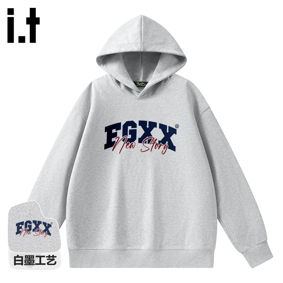 it FINGERCROXX美式连帽卫衣男秋季学院慵懒风毛圈外套情侣款上衣