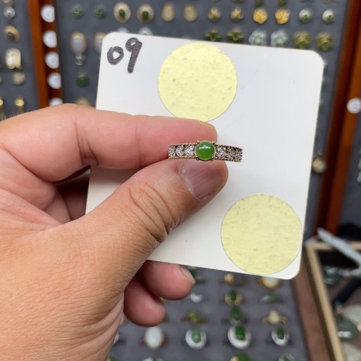 和田玉（碧玉）戒指银S925镶嵌和田玉09