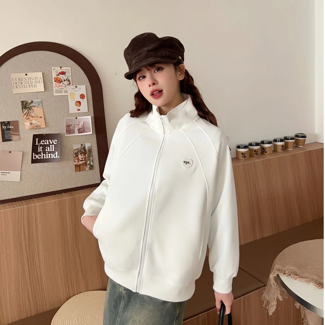 L126春季新款时尚潮流百搭立体桃心拉链休闲女士外套25-8