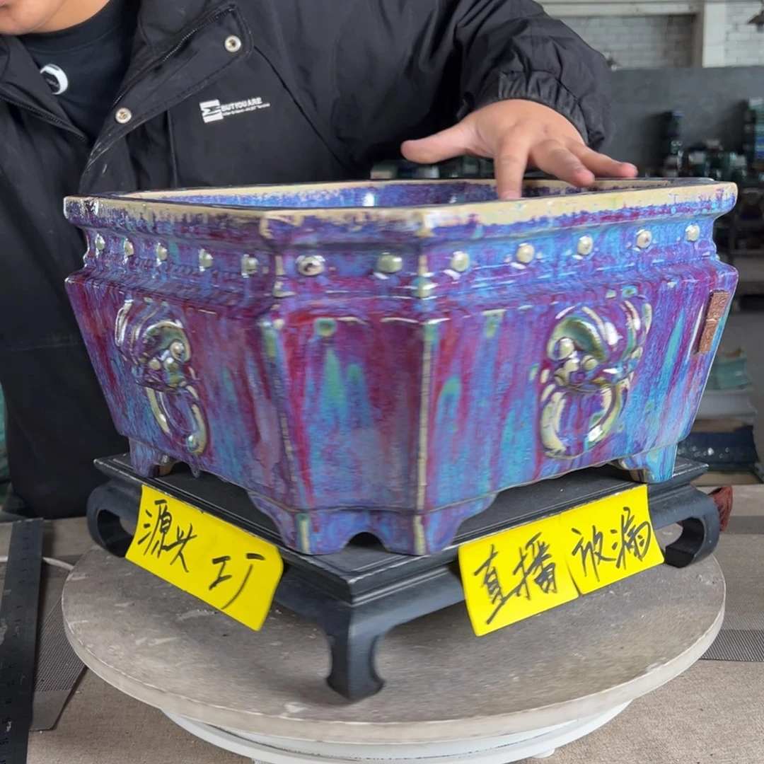 陶。一风堂石湾花盆 修胚痕迹