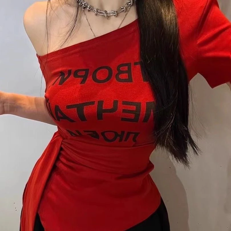 纯欲性感辣妹风V领蕾丝拼接短袖T恤女春季新款修身显瘦打底衫上衣