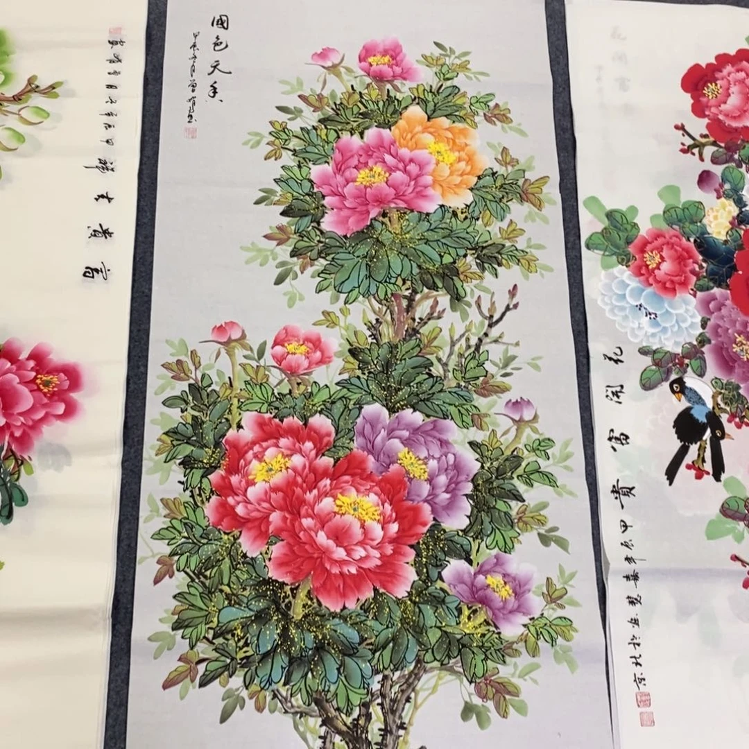 国画尺寸140✖️70四尺精品手绘牡丹