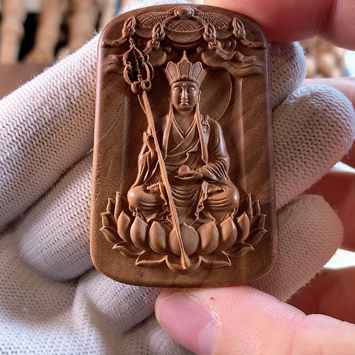 檀香木无事牌地藏王461微瑕福利款