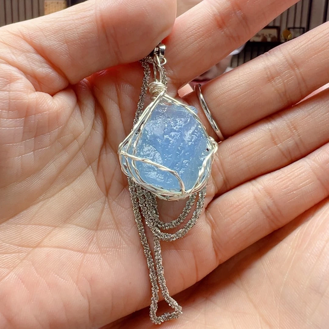 水晶颈饰未镶嵌秋****s海蓝宝大号吊坠