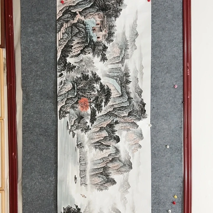 国画手绘国画 云峰千里秀