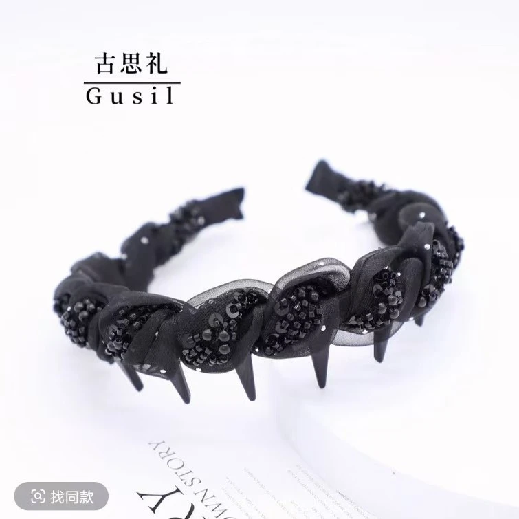 洋气路易斯巴黎王妃繁星发箍手工珠缠绕发箍高颅顶百搭上班族发饰