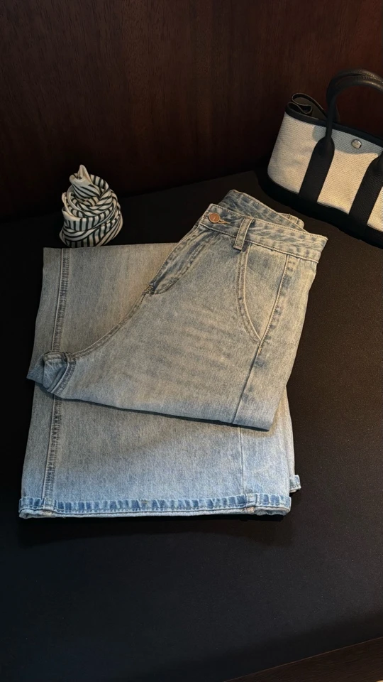 【CHASELOOKING】新品 侧口袋阔腿牛仔裤