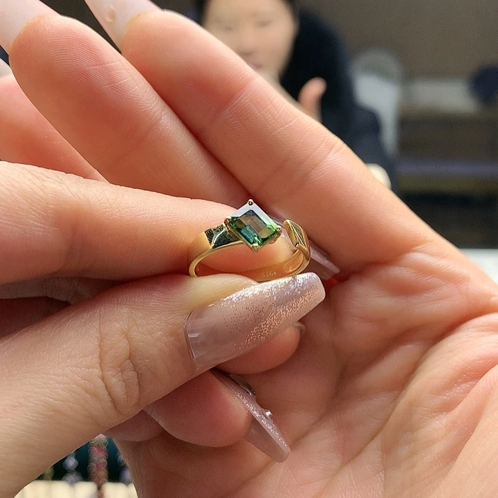 碧玺戒指银S925镶嵌纯天然