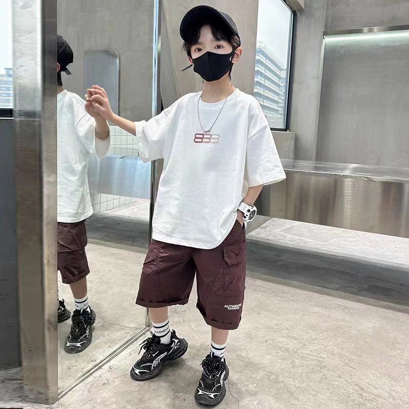 TX-3021   白   黑   休闲儿童中性夏季短袖T恤宽松百搭