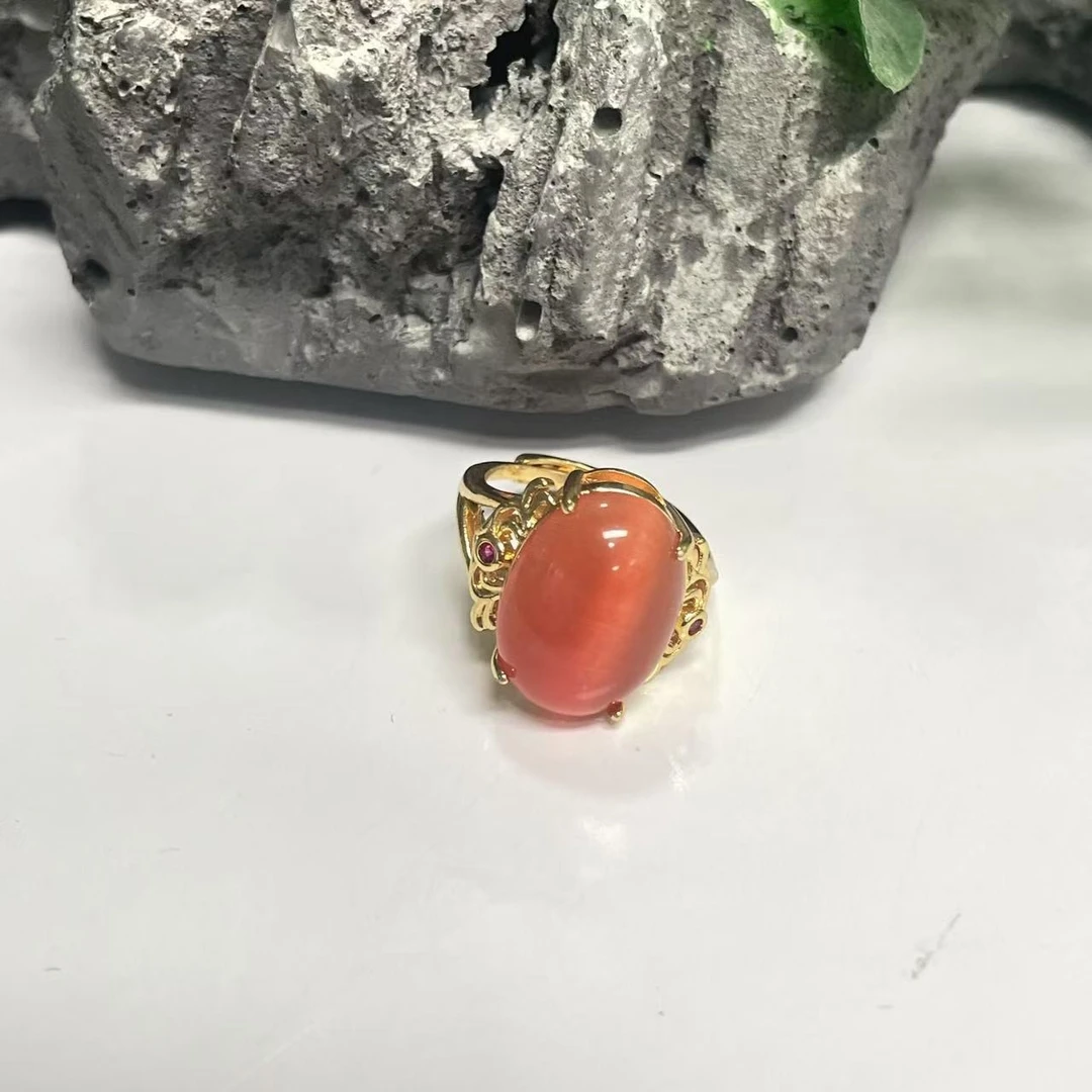 橙色猫眼时尚戒指美观大气美轮美奂尽显魅力