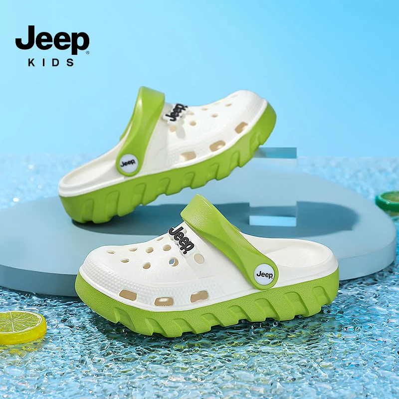 jeep男童洞洞鞋镂空夏季透气女童凉拖鞋软底沙滩鞋防滑儿童溯溪鞋