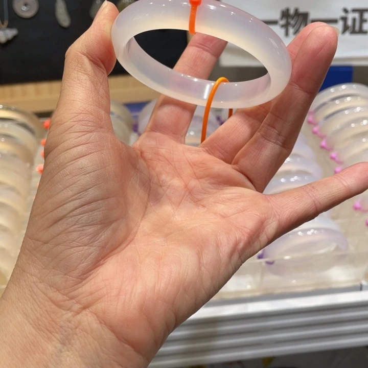 冰***儿玛瑙/玉髓未镶嵌手镯@定向白月光@【59】