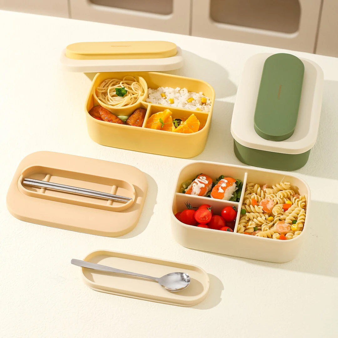 川岛屋硅胶分格饭盒微波炉加热保鲜密封盒餐上班族水果便当盒