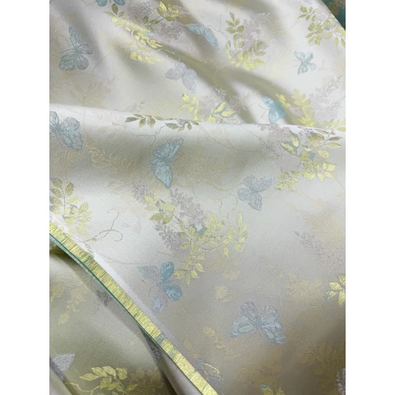 蓝光 藤花蝴蝶 高密提花服装面料 上衣外套马甲布料