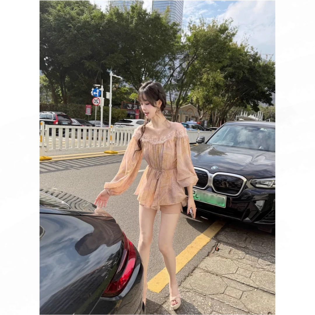 简直就是温柔本命色 巨显白嫩仙气甜美艺术氛围感宽松雪纺衬衫