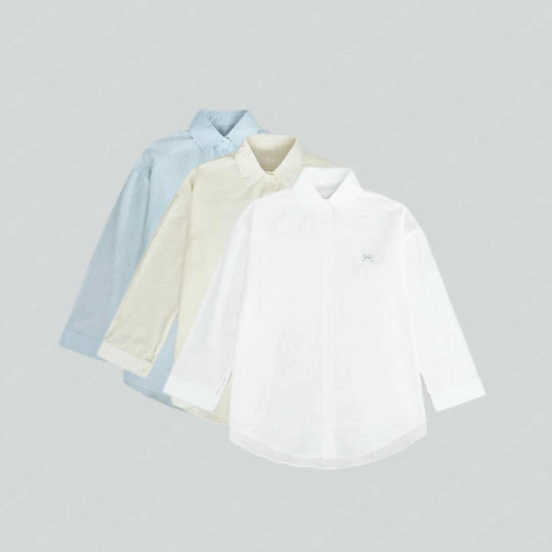 【蝴蝶结】莱赛尔天丝薄款韩系衬衫- 3308