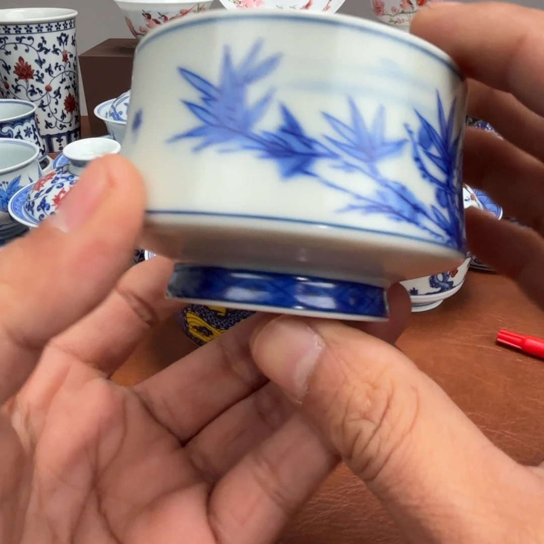 成***林摆件陶微瑕花鸟主人杯景德镇发货