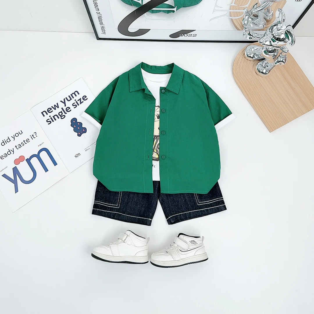 儿童套装夏季2025新款男童上衣两件套宝宝潮 DMC7711悠悠童话童装