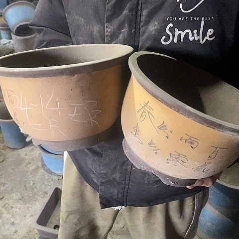 紫砂中国宜兴紫砂花，