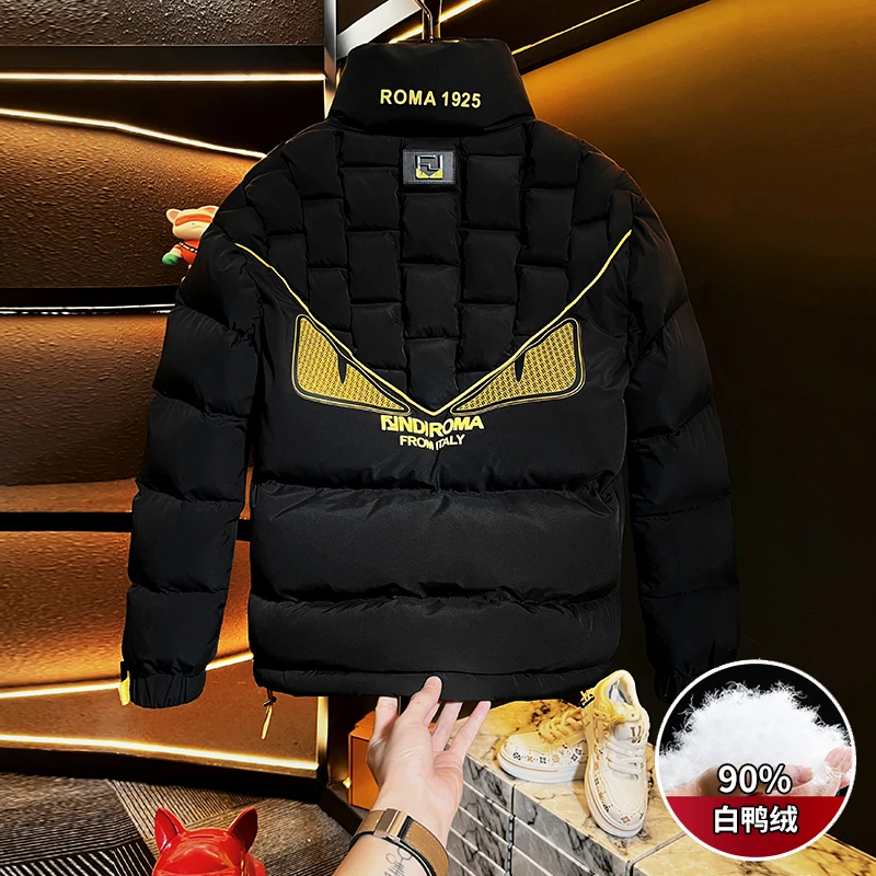PAVENATNO/巴韦那奇欧货冬季男士羽绒服立领外套潮牌轻奢拼接加厚