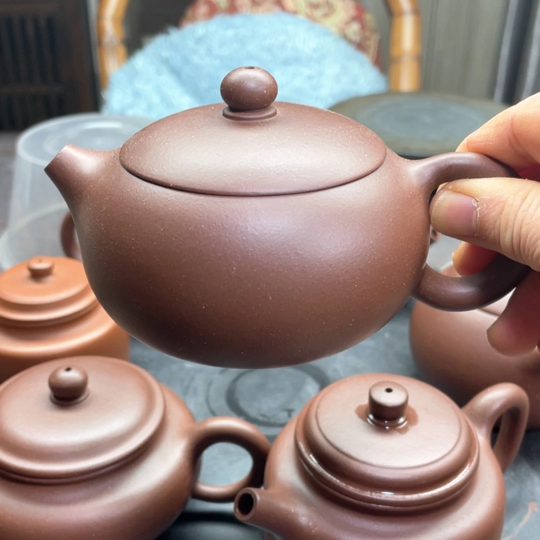 紫砂茶壶六*扁西施，底槽青泥