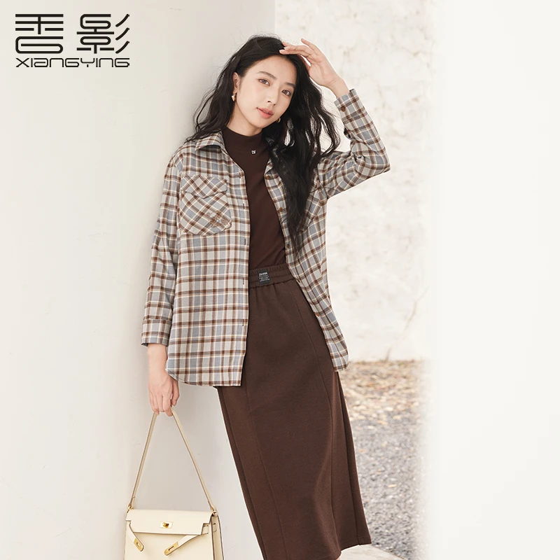 【小余专属】C3102843衬衫 香影格子衬衫外套女长袖2024冬季新款显