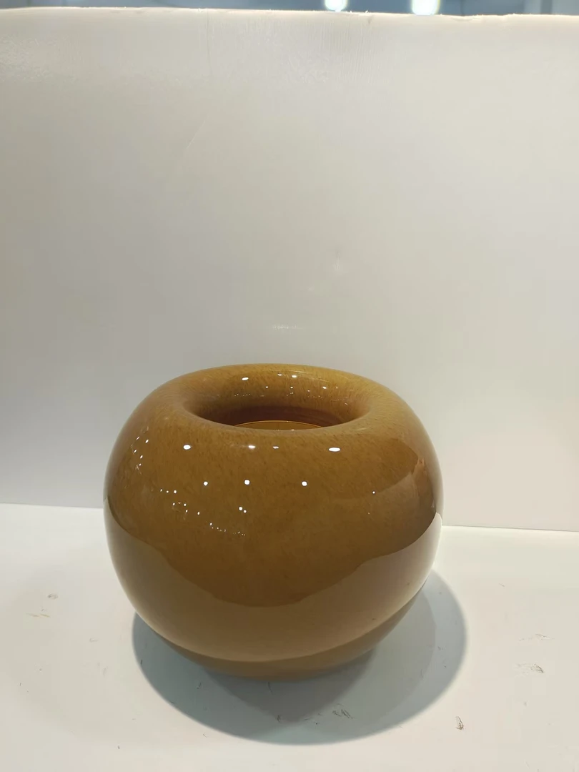 外贸孤品花瓶花器琥珀色圆形花瓶