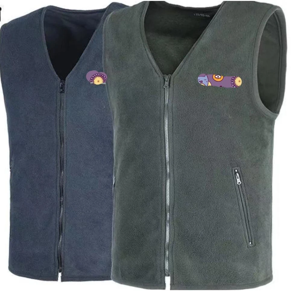 春秋冬季抓绒拉链开衫保暖军绿色藏青色马甲背心（尺寸偏小一码）