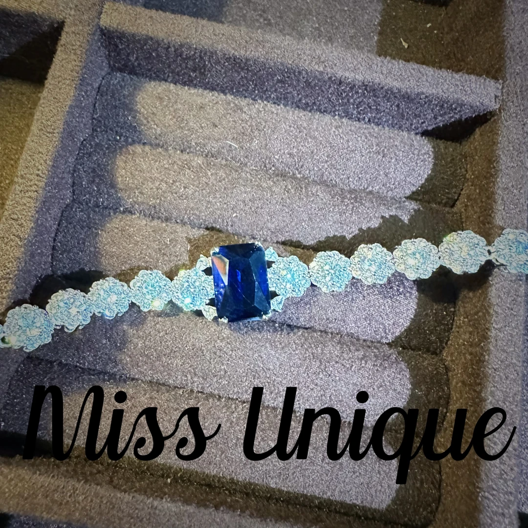 D4080蓝色方糖六芒星手链