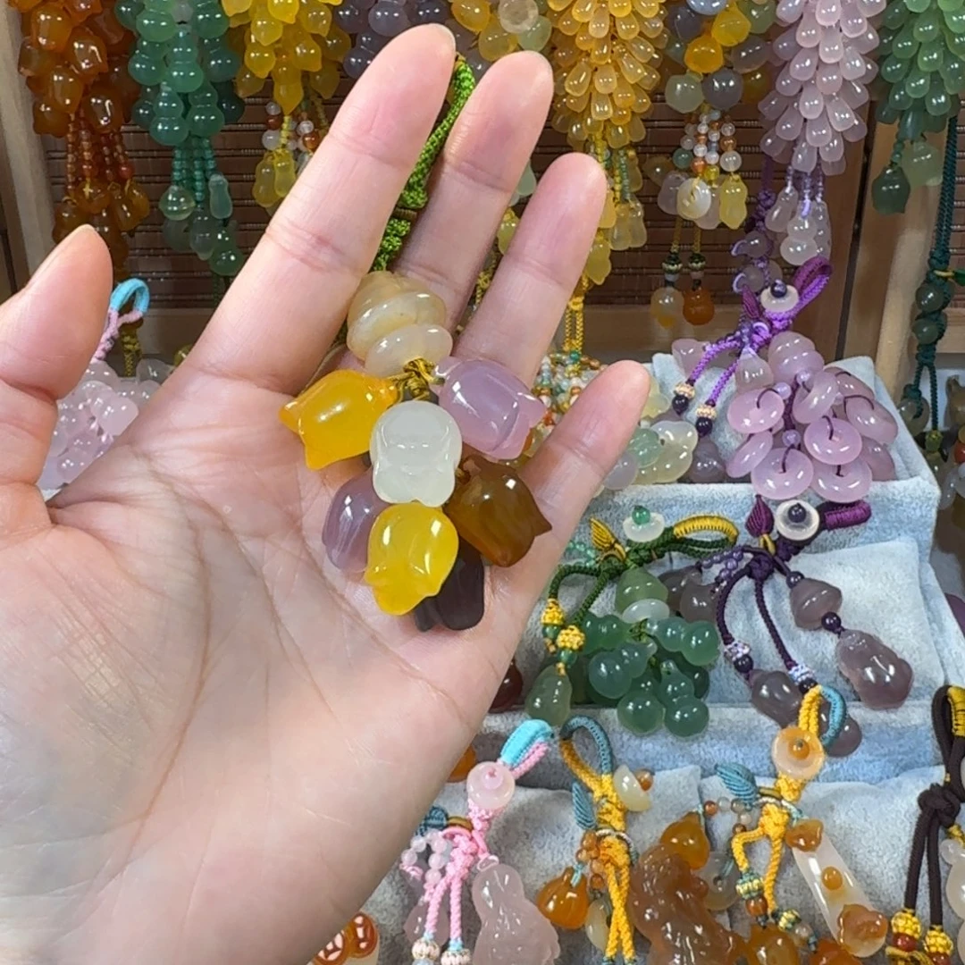 柠***檬玛瑙/玉髓未镶嵌钥匙挂件