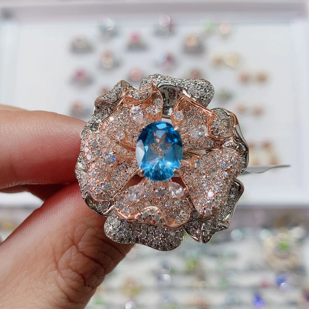 托帕石戒指银S925镶嵌