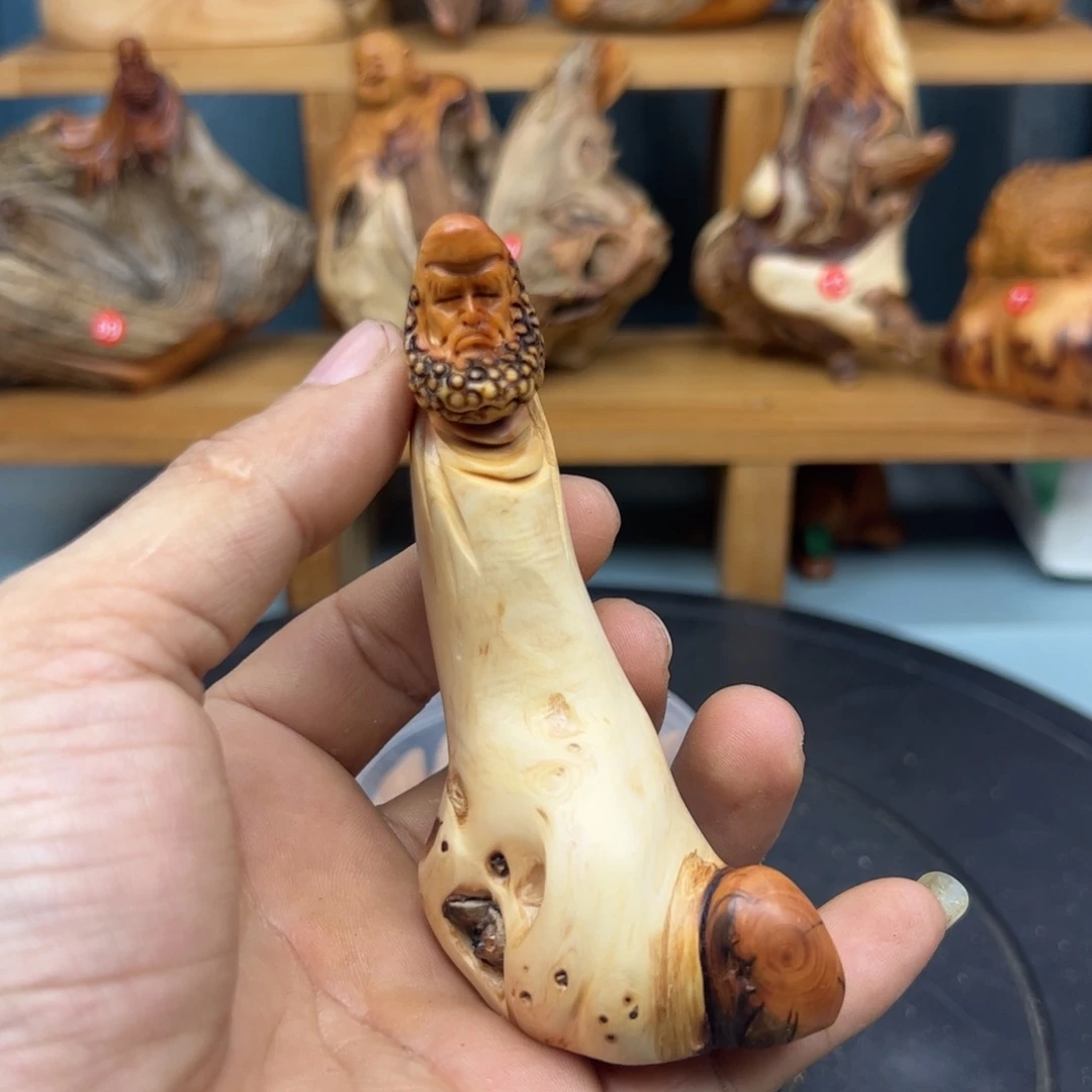 木么*兔崖柏木摆件手把件