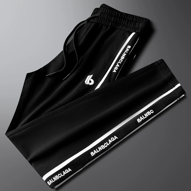 轻奢高级感刺绣撞色休闲裤男款夏季薄款百搭时尚小脚男士运动卫裤