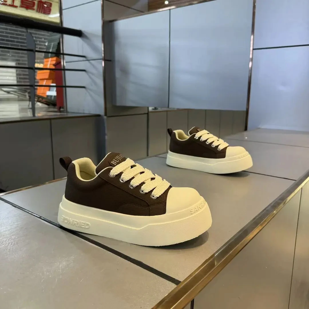 秋冬季男厚底素面休闲鞋增高板鞋小白鞋松糕鞋男低帮百搭时尚韩版