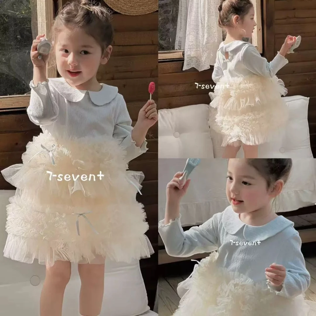 女童连衣裙春秋新款洋气韩版可爱儿童公主裙女宝长袖生日礼服纱裙