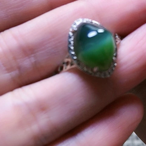 和田玉戒指银S925镶嵌