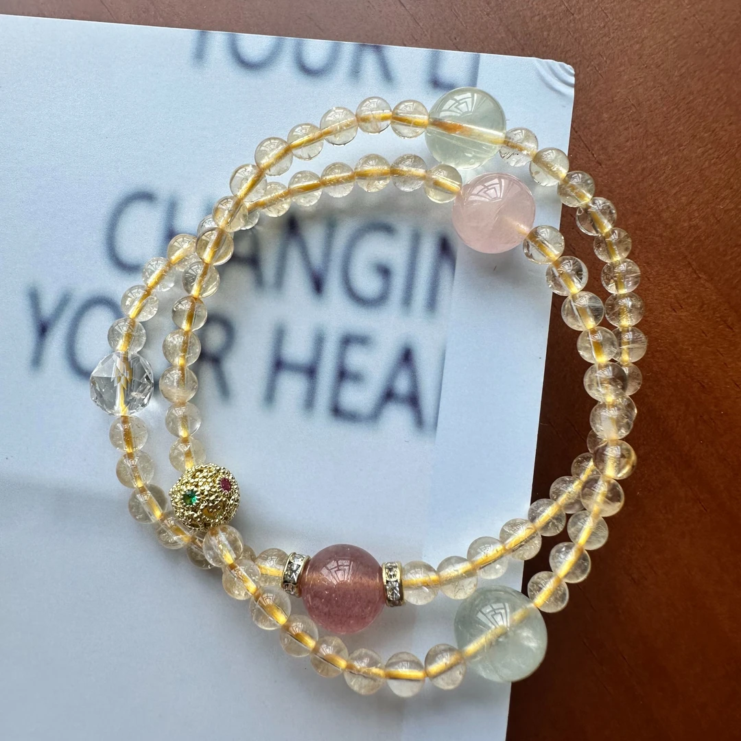 黄水晶多宝手串水晶手串水晶直播水晶珠串纯天然水晶手串招财手串