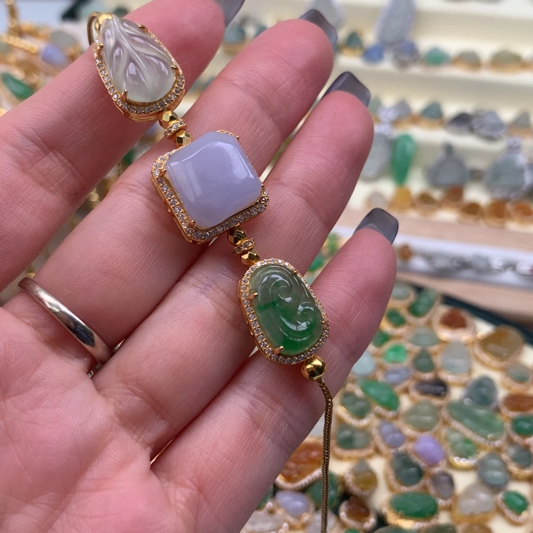 翡翠银S925镶嵌颈饰手链