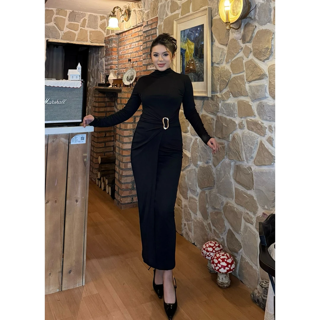 985黑色设计款显瘦时尚新款气质女装连衣裙