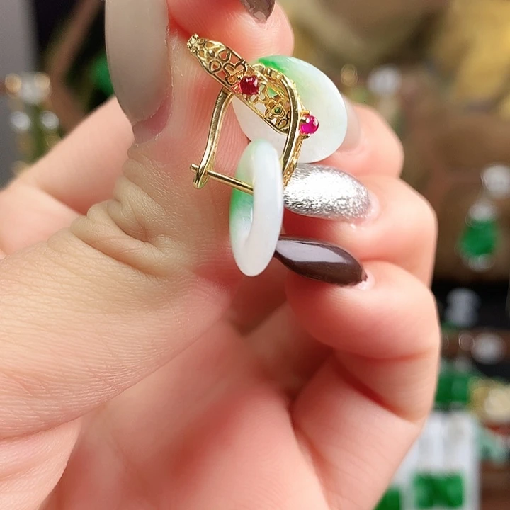 翡翠银S925镶嵌耳饰耳饰